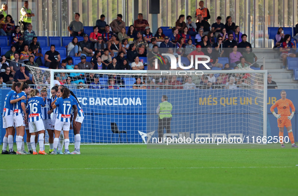 RCD Espanyol celebrates a goal during the match between FC Barcelona Women and RCD Espanyol Women, corresponding to week 6 of Liga F, at the...