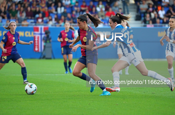 Kika Nazareth and Julia Guerra play during the match between FC Barcelona Women and RCD Espanyol Women, corresponding to week 6 of the Liga...