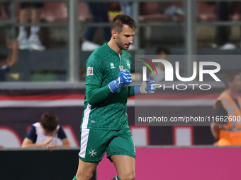 Henry Bonello, goalkeeper of Malta, reacts in celebration after the UEFA Nations League, League D, Group D2 soccer match between Malta and M...