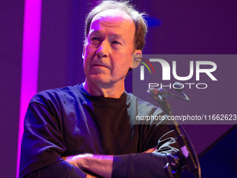 Ulrich Noethen, a German actor, is seen on the stage of Flora Hall in Cologne, Germany, on October 13, 2024, during the Lit.Cologne 2024 spe...