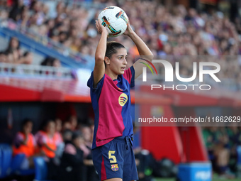 Jana Fernandez plays during the match between FC Barcelona Women and RCD Espanyol Women, corresponding to week 6 of the Liga F, at the Johan...