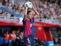 Jana Fernandez plays during the match between FC Barcelona Women and RCD Espanyol Women, corresponding to week 6 of the Liga F, at the Johan...