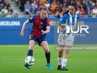 Keira Walsh and Julia Guerra play during the match between FC Barcelona Women and RCD Espanyol Women, corresponding to week 6 of the Liga F,...