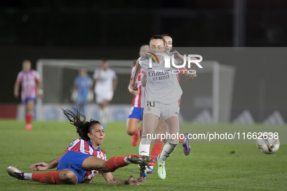 Caroline Weir of Real Madrid women and Gabriela Garcia of Atletico de Madrid women are in action during the LIGA F match between Real Madrid...