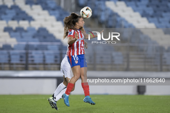 Silvia Lloris of Atletico de Madrid women is in action during the LIGA F match between Real Madrid and Atletico de Madrid at Alfredo Di Stef...