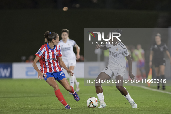 Linda Caicedo of Real Madrid women plays during the LIGA F match between Real Madrid and Atletico de Madrid at Alfredo Di Stefano stadium in...