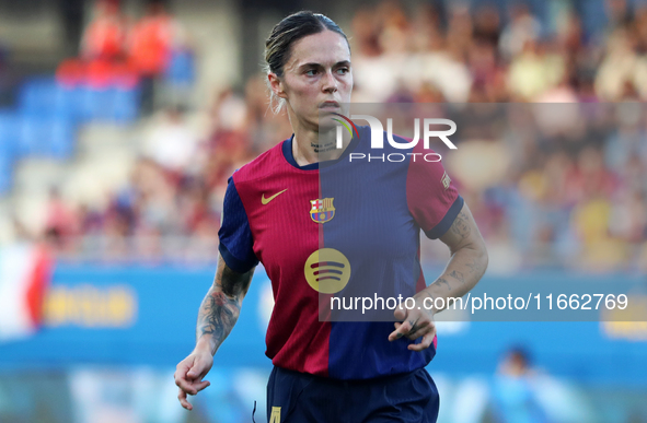 Maria Leon plays during the match between FC Barcelona Women and RCD Espanyol Women, corresponding to week 6 of the Liga F, at the Johan Cru...