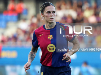 Maria Leon plays during the match between FC Barcelona Women and RCD Espanyol Women, corresponding to week 6 of the Liga F, at the Johan Cru...