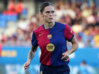 Maria Leon plays during the match between FC Barcelona Women and RCD Espanyol Women, corresponding to week 6 of the Liga F, at the Johan Cru...