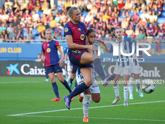 Fridolina Rolfo and Paula Perea play during the match between FC Barcelona Women and RCD Espanyol Women, corresponding to week 6 of the Liga...