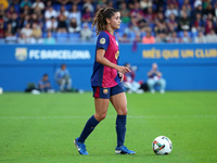 Jana Fernandez plays during the match between FC Barcelona Women and RCD Espanyol Women, corresponding to week 6 of the Liga F, at the Johan...