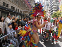 A general view of the Hispanic Heritage Parade takes place in Manhattan, New York, United States, on October 13, 2024. Hispanic Heritage Mon...