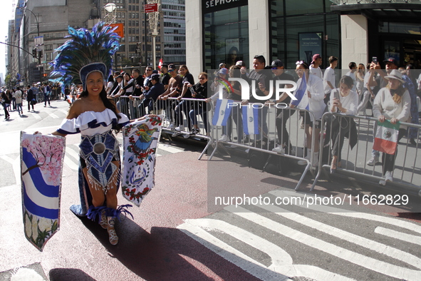 A general view of the Hispanic Heritage Parade takes place in Manhattan, New York, United States, on October 13, 2024. Hispanic Heritage Mon...