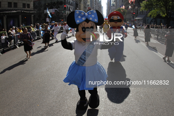 A general view of the Hispanic Heritage Parade takes place on Fifth Avenue in Manhattan, New York, United States, on October 13, 2024. Hispa...