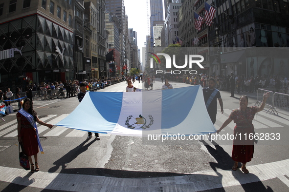 A general view of the Hispanic Heritage Parade takes place on Fifth Avenue in Manhattan, New York, United States, on October 13, 2024. Hispa...