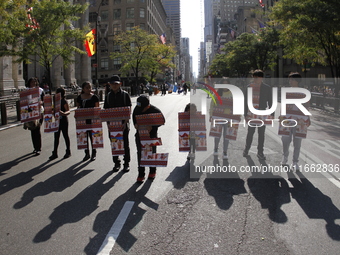 A general view of the Hispanic Heritage Parade takes place on Fifth Avenue in Manhattan, New York, United States, on October 13, 2024. Hispa...