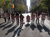 A general view of the Hispanic Heritage Parade takes place on Fifth Avenue in Manhattan, New York, United States, on October 13, 2024. Hispa...