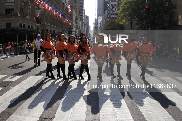 A general view of the Hispanic Heritage Parade takes place on Fifth Avenue in Manhattan, New York, United States, on October 13, 2024. Hispa...