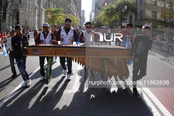 A general view of the Hispanic Heritage Parade takes place on Fifth Avenue in Manhattan, New York, United States, on October 13, 2024. Hispa...