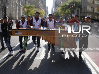 A general view of the Hispanic Heritage Parade takes place on Fifth Avenue in Manhattan, New York, United States, on October 13, 2024. Hispa...