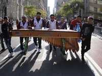 A general view of the Hispanic Heritage Parade takes place on Fifth Avenue in Manhattan, New York, United States, on October 13, 2024. Hispa...