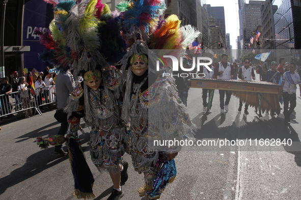 A general view of the Hispanic Heritage Parade takes place on Fifth Avenue in Manhattan, New York, United States, on October 13, 2024. Hispa...