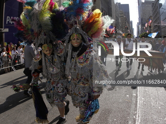 A general view of the Hispanic Heritage Parade takes place on Fifth Avenue in Manhattan, New York, United States, on October 13, 2024. Hispa...