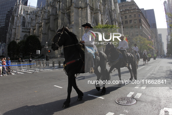 A general view of the Hispanic Heritage Parade takes place on Fifth Avenue in Manhattan, New York, United States, on October 13, 2024. Hispa...