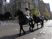 A general view of the Hispanic Heritage Parade takes place on Fifth Avenue in Manhattan, New York, United States, on October 13, 2024. Hispa...