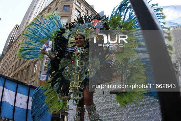 A general view of the Hispanic Heritage Parade takes place on Fifth Avenue in Manhattan, New York, United States, on October 13, 2024. Hispa...