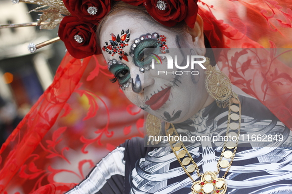 A general view of the Hispanic Heritage Parade takes place on Fifth Avenue in Manhattan, New York, United States, on October 13, 2024. Hispa...