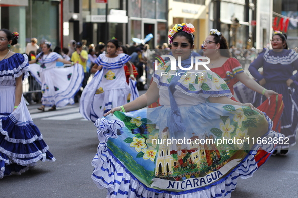 A general view of the 60th edition of the Hispanic Heritage Parade takes place on Fifth Avenue in Manhattan, New York, United States, on Oct...