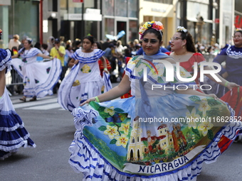 A general view of the 60th edition of the Hispanic Heritage Parade takes place on Fifth Avenue in Manhattan, New York, United States, on Oct...