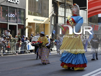 A general view of the 60th edition of the Hispanic Heritage Parade takes place on Fifth Avenue in Manhattan, New York, United States, on Oct...