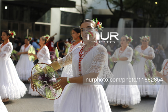 A general view of the 60th edition of the Hispanic Heritage Parade takes place on Fifth Avenue in Manhattan, New York, United States, on Oct...