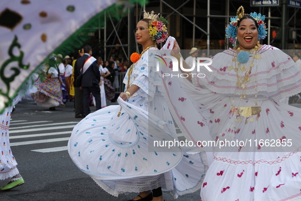 A general view of the 60th edition of the Hispanic Heritage Parade takes place on Fifth Avenue in Manhattan, New York, United States, on Oct...