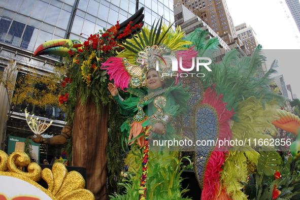 A general view of the 60th edition of the Hispanic Heritage Parade takes place on Fifth Avenue in Manhattan, New York, United States, on Oct...