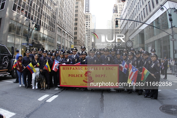 A general view of the 60th edition of the Hispanic Heritage Parade takes place on Fifth Avenue in Manhattan, New York, United States, on Oct...