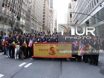 A general view of the 60th edition of the Hispanic Heritage Parade takes place on Fifth Avenue in Manhattan, New York, United States, on Oct...