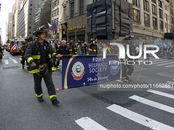 A general view of the 60th edition of the Hispanic Heritage Parade takes place on Fifth Avenue in Manhattan, New York, United States, on Oct...