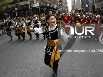 A general view of the 60th edition of the Hispanic Heritage Parade takes place on Fifth Avenue in Manhattan, New York, United States, on Oct...