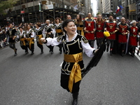 A general view of the 60th edition of the Hispanic Heritage Parade takes place on Fifth Avenue in Manhattan, New York, United States, on Oct...