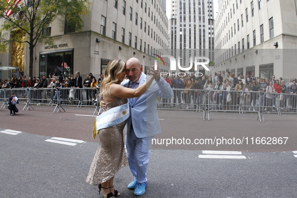 A general view of the 60th edition of the Hispanic Heritage Parade takes place on Fifth Avenue in Manhattan, New York, United States, on Oct...