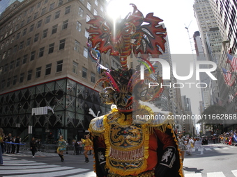 A general view of the 60th edition of the Hispanic Heritage Parade takes place on Fifth Avenue in Manhattan, New York, United States, on Oct...