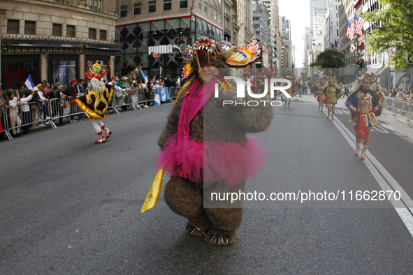 A general view of the 60th edition of the Hispanic Heritage Parade takes place on Fifth Avenue in Manhattan, New York, United States, on Oct...