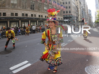 A general view of the 60th edition of the Hispanic Heritage Parade takes place on Fifth Avenue in Manhattan, New York, United States, on Oct...