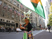 A general view of the 60th edition of the Hispanic Heritage Parade takes place on Fifth Avenue in Manhattan, New York, United States, on Oct...