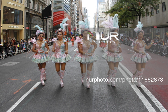 A general view of the 60th edition of the Hispanic Heritage Parade takes place on Fifth Avenue in Manhattan, New York, United States, on Oct...