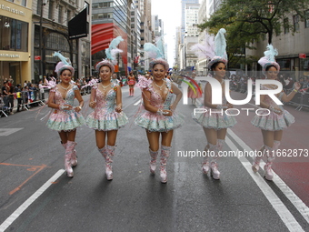 A general view of the 60th edition of the Hispanic Heritage Parade takes place on Fifth Avenue in Manhattan, New York, United States, on Oct...