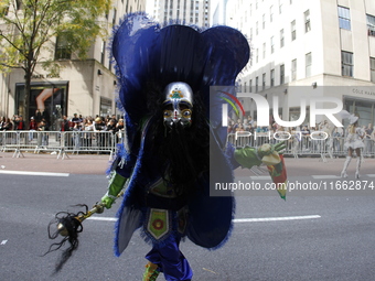 A general view of the 60th edition of the Hispanic Heritage Parade takes place on Fifth Avenue in Manhattan, New York, United States, on Oct...